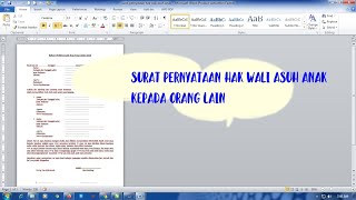surat pernyataan hak wali asuh anak