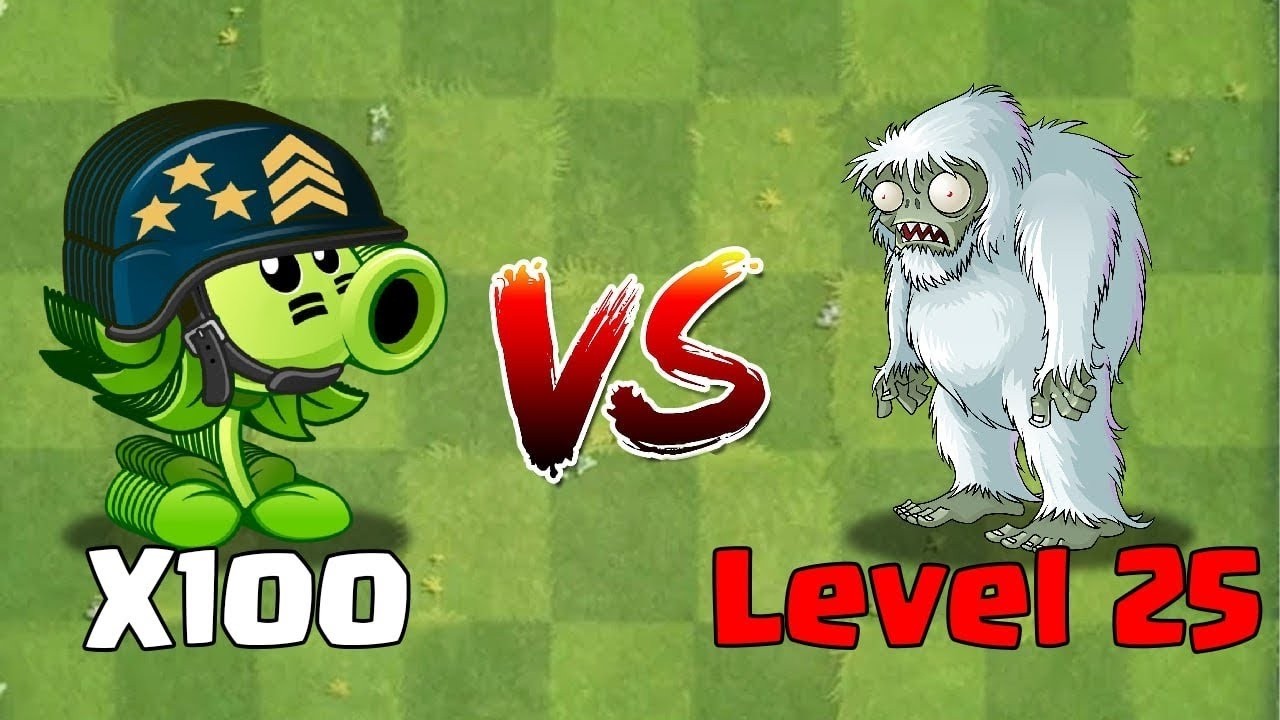 PVZ 2 Challenge - 100 Plants Max Level Vs 25 LEVEL YETI Zombie - Who Better?
