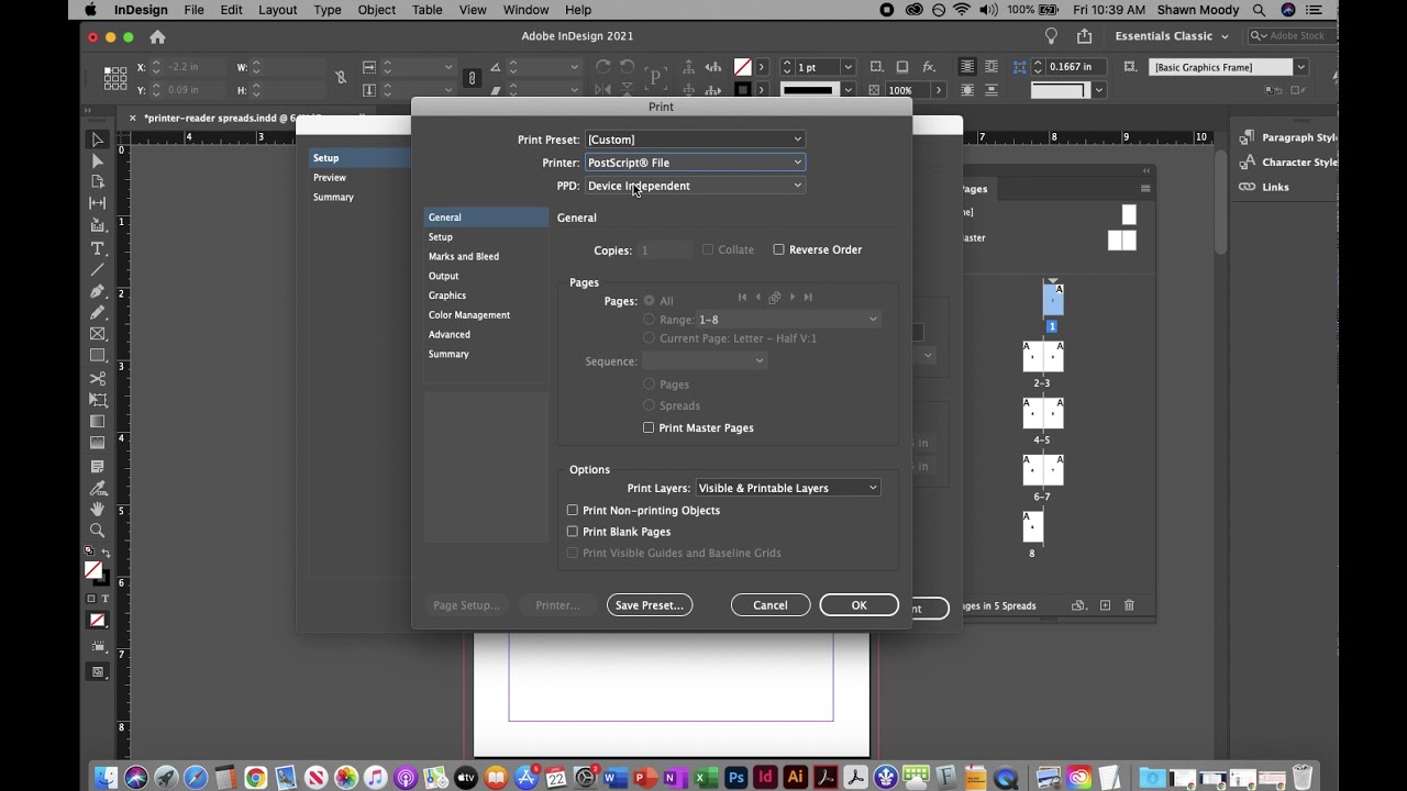 Update Adobe InDesign Print Booklet