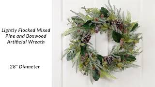 Lightly Flocked Mixed Pine & Boxwood Artificial Christmas Wreath - 28' - Unlit | Northlight LL96565