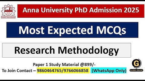 Anna University PhD Entrance Test 2025-26 | Most Expected MCQs | Research Methodology MCQs