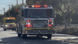 *AIRHORN* Engine 26 & Rescue Ambulance 26 (RA26,E26) responding code 3 to a vegetation fire in Piru