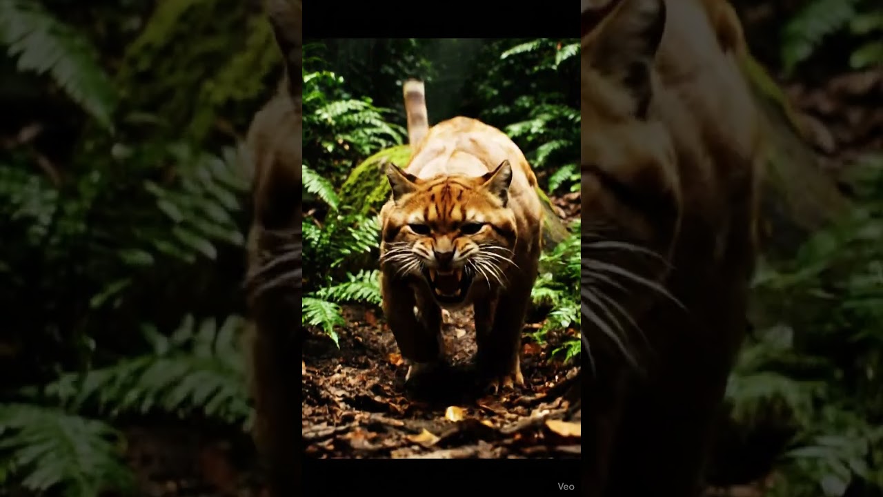 The Wild Gaze — African Golden Cat’s Fierce Encounter in the Rainforest 