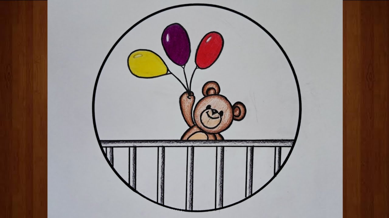 Teddy bear drawing with pencil sketch for beginners | how to draw circle Drawing | easy Drawing 