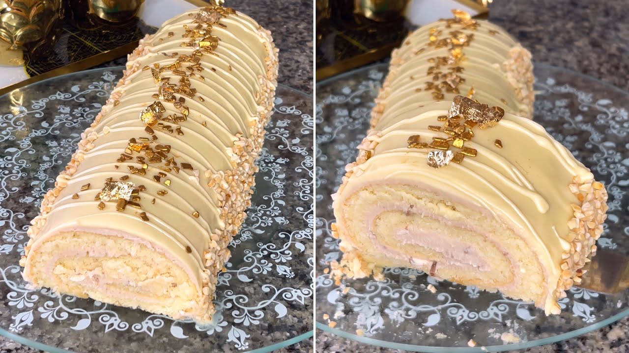 كيك رولي بدون كريمة سائلة ولا شانتيي 😍جنواز المخابز و كريمة بسيطة رائعة لذيذة بزااف متشبعوهاش