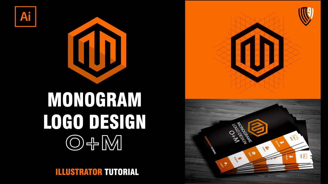 MO Monogram Logo Design Polygonal Shape | Adobe Illustrator Tutorial ...