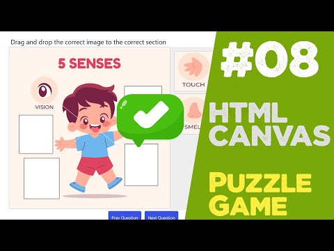 #08 Learn Canvas by creating a puzzle game in JavaScript and PHP | Quick programming tutorial