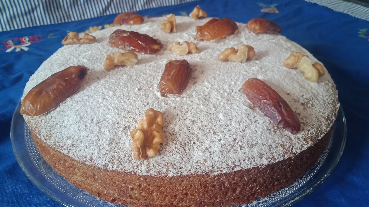 جديد كيكة بالدقيق كامل والخميرة البلدية والتمر صحية 100/100