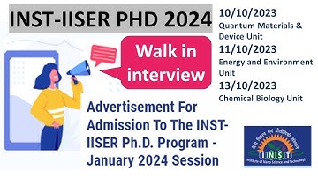 INST (Institute Of Nano Science & Technology) $ IISER Bhopal || PhD Admissions 2023-24 || Forms Out