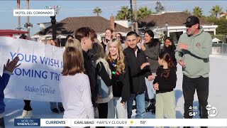 Make-a-Wish kid learns dream vacation is coming true as Hotel Del Coronado opens ice skating rink