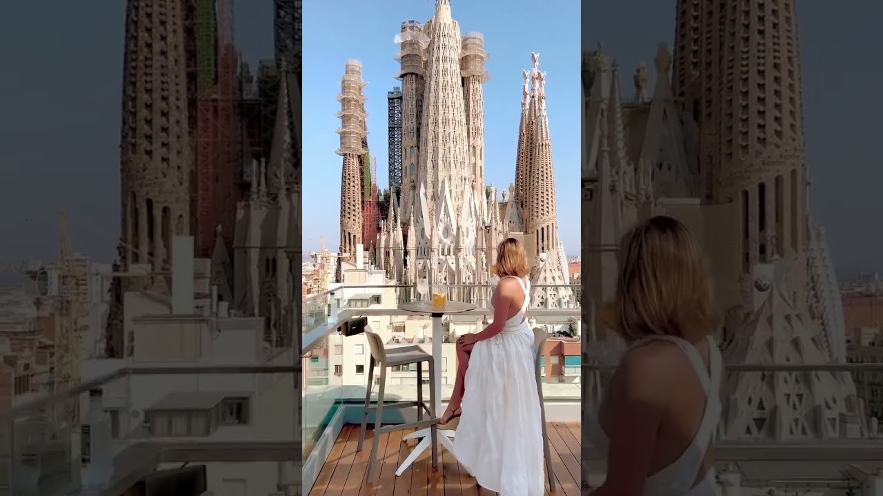 Beautiful views at the Sercotel Rosellón rooftop in Barcelona, Spain