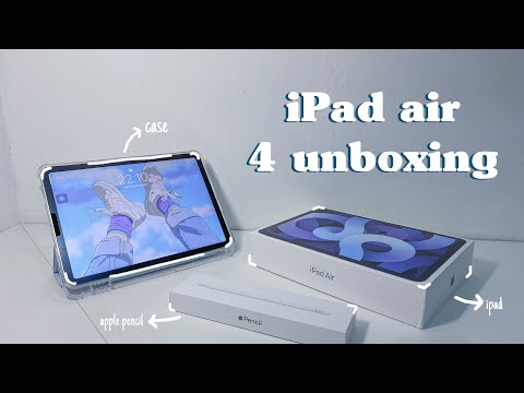 🦋 iPad air 4 sky blue + accessories unboxing ✨