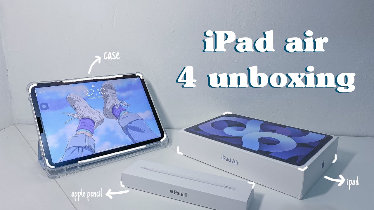🦋 iPad air 4 sky blue + accessories unboxing ✨