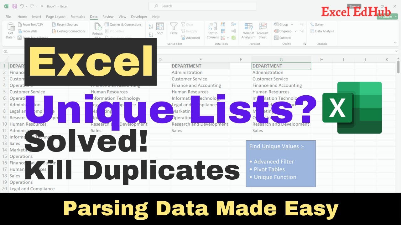 Extract Unique Data & Build Clean Lists in Excel II
