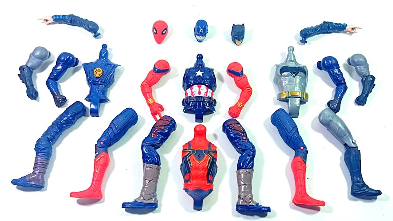 ASSEMBLE SUPERHERO TOYS..CAPTAIN AMERICA vs DR STRANGERS vs BATMAN vs RED SPIDERMAN.. 