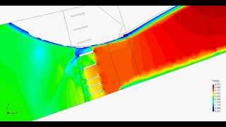 Effect of the tidal condition in a river mouth (depth) [Iber model]