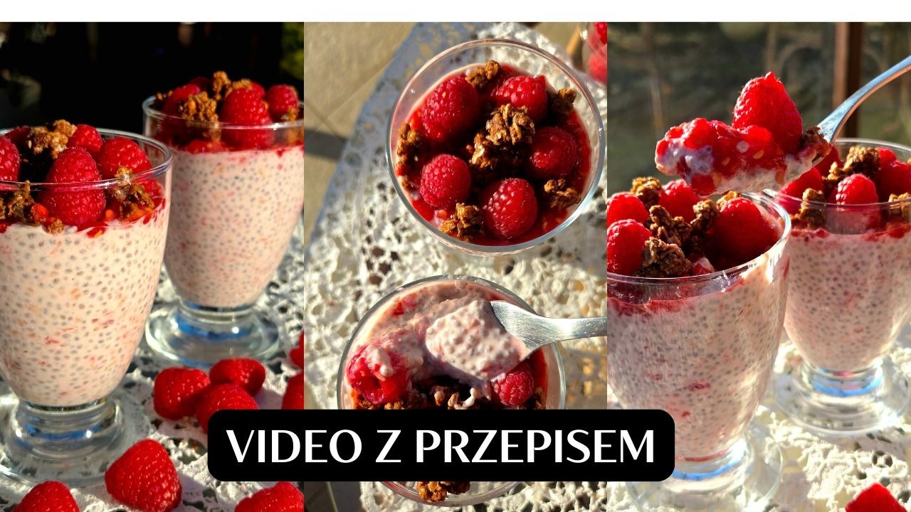 Pudding Chia z malinami. Na śniadanie albo jako zdrowy deser.
