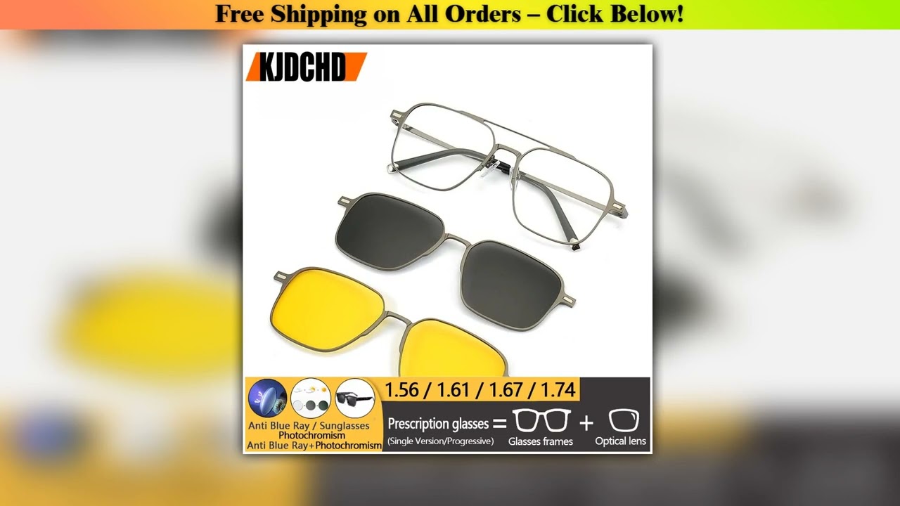 KJDCHD Titanium Alloy Magnetic Clip Optical Myopia Glasses Polarized Sunglasses Prescription