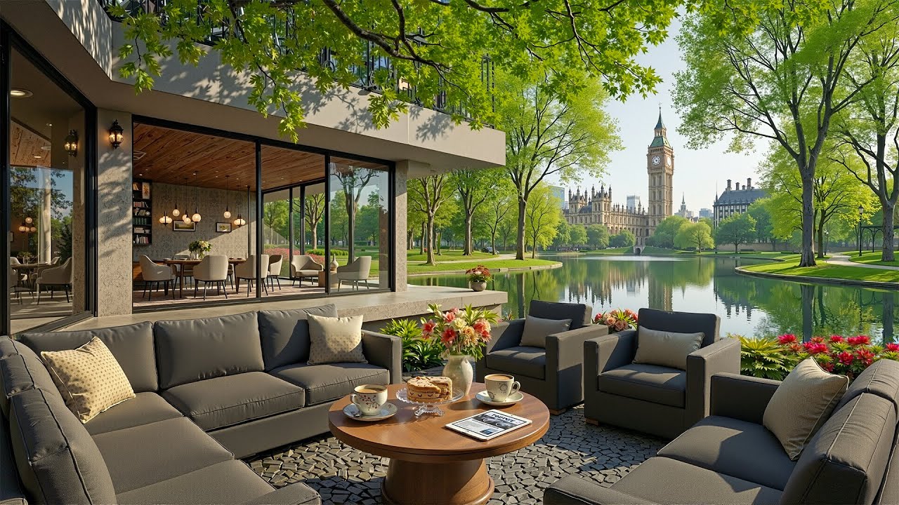 Calm Morning Jazz at London Riverside Café | Relaxing Jazz Instrumental Music for Stress Relief