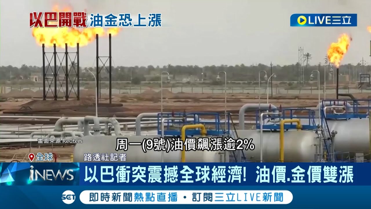 以巴衝突震撼全球經濟! 油價.金價雙漲 國際油價隨以巴衝突震盪 5月以來最大漲幅 民眾搶買黃金避險 以色列戰火恐影響產業│記者  王少筠│【國際大現場】20231010│三立新聞台