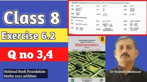 Class 8 Exercise 6.2 Q no 3 , 4 Ex 6.2 NBF Maths  Algebraic Formula identities  sir nadeem munawar
