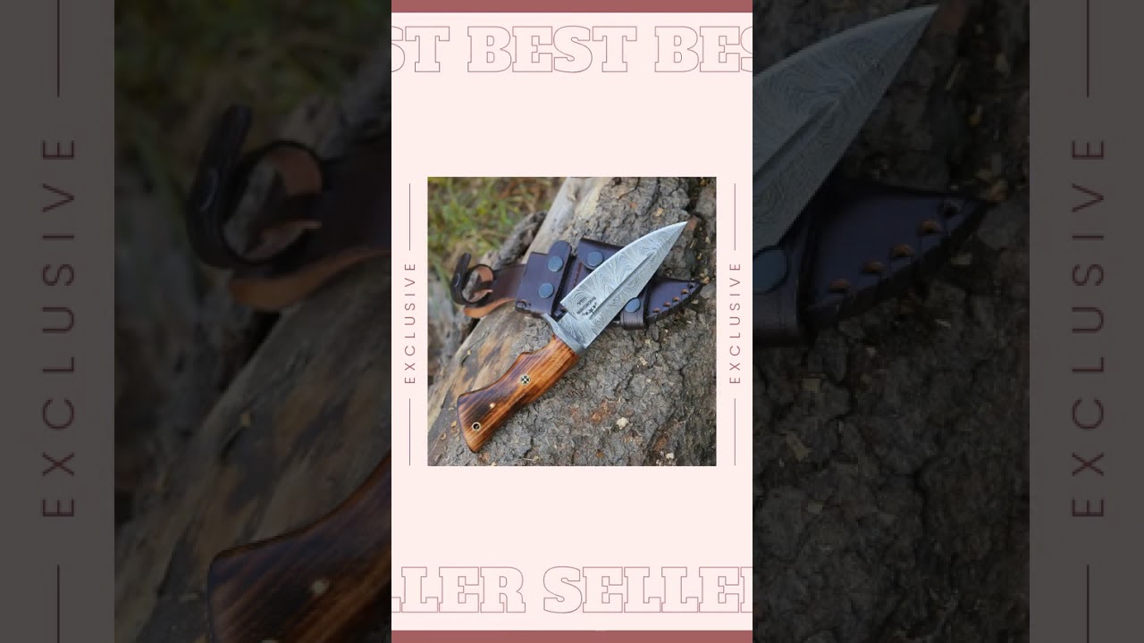 Frontier Custom Damascus Steel Knife with Charred Oak Wood Handle