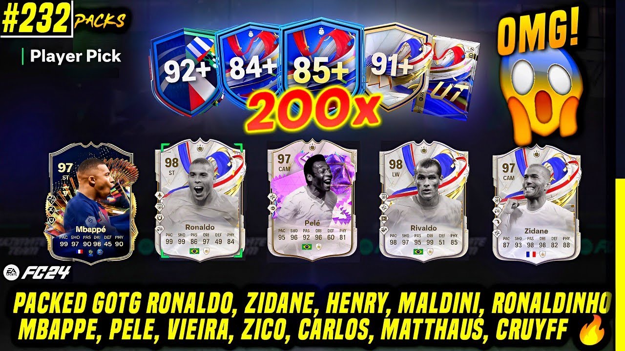 OMG! PACKED GULLIT, RONALDO, ZIDANE, R10 - OPENING 200x 85+ PICKS & 84+ x20 PACKS | EAFC 24 