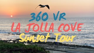 360° VR Beautiful La Jolla Cove Sunset Travel Tour | San Diego, CA