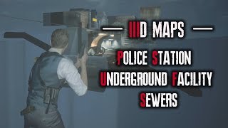 Resident Evil 2 Remake - 3D Maps Police Station Underground Facility Sewers