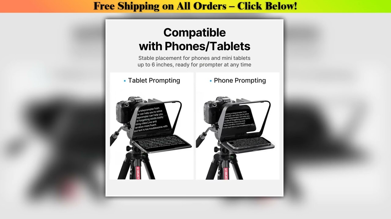 Ulanzi RT02 Portable Mini Teleprompter Prompter for Tablet Smartphone/DSLR Camera Video Recording