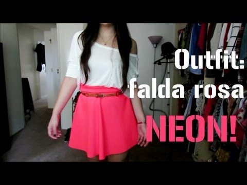Outfit falda rosa neon - YouTube