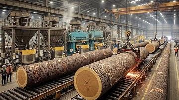 Modern wood processing technology in industrial factories.