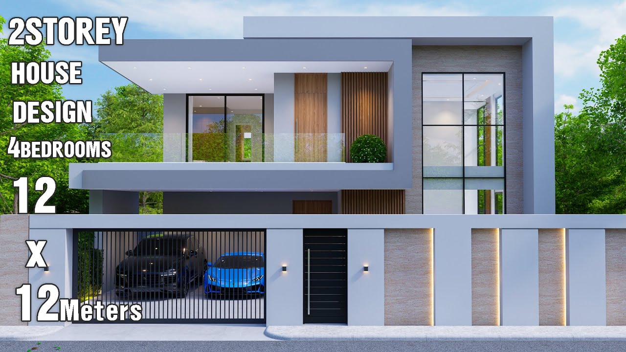Modern House Design | 12 x 12 Meters 2storey | 4Bedrooms (Modern interior)