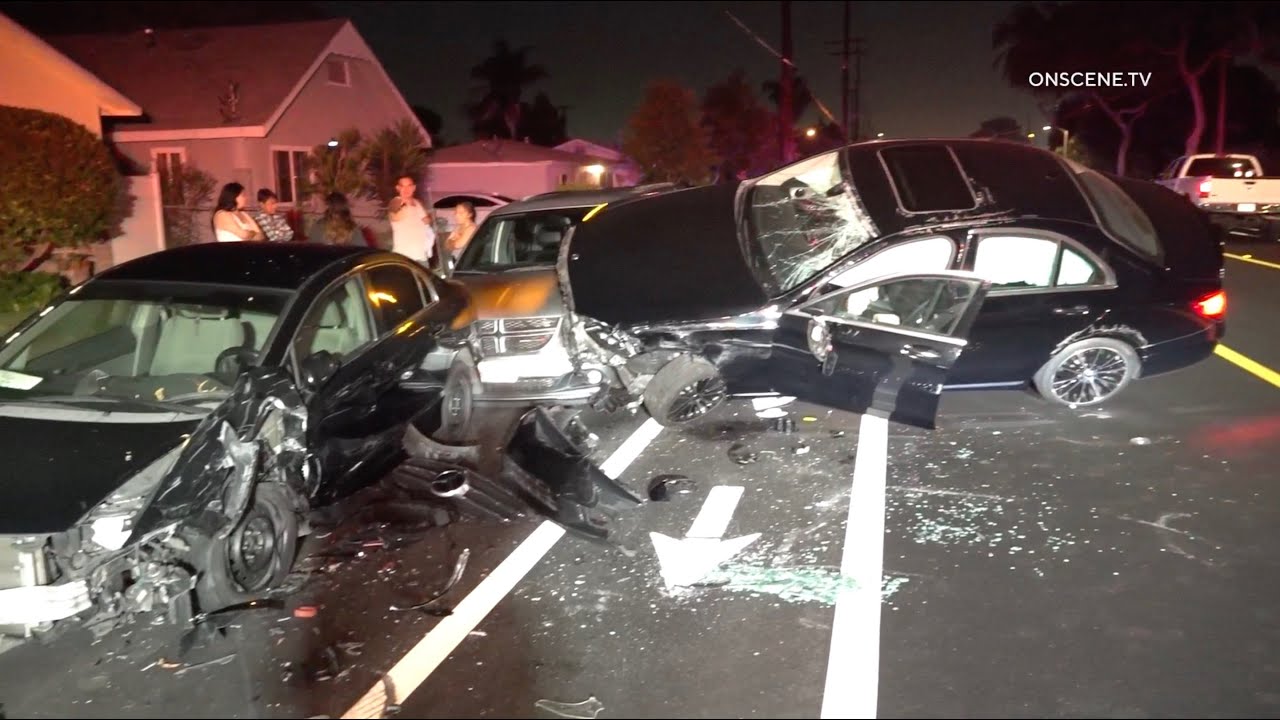 Drunk Woman Crashes Into Multiple Parked Cars | Fullerton - YouTube