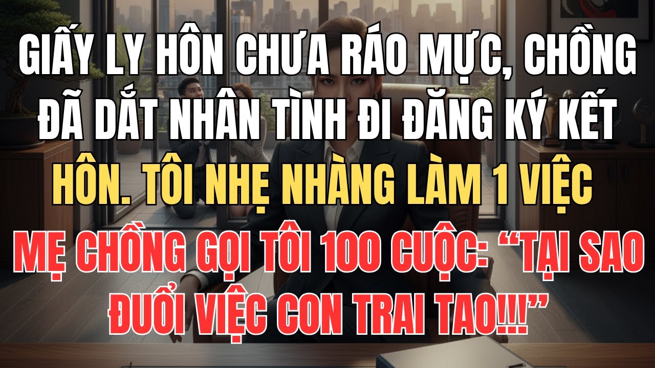 Vừa Li Hôn Chồng Đã Dắt Nhân Tình Đi Đăng Ký Kết Hôn, Tôi Làm 1 Việc Khiến Mẹ Chồng Gọi Tôi 100 Cuộc