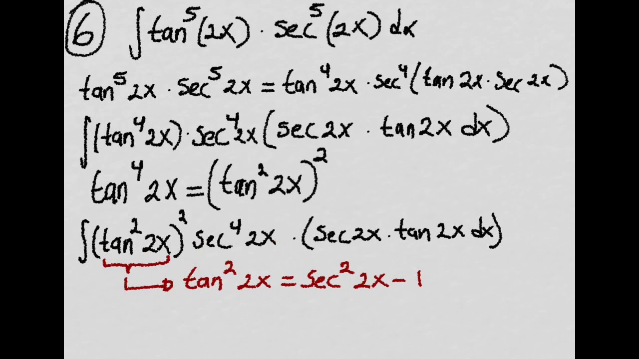 Integral Tan 5 2x Sec 5 2x Dx Youtube Integral Tan 5 2x Sec 5 2x Dx Youtube