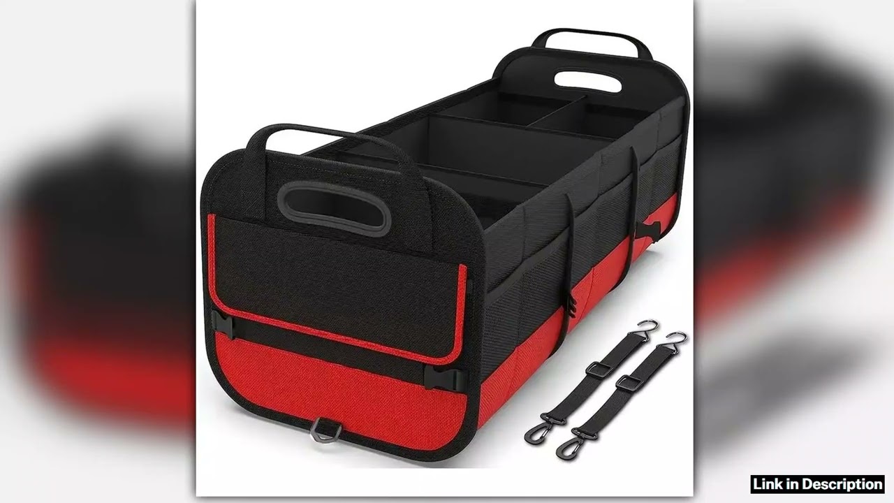 Universal Large Trunk Organizer For Car Collapsible Multi Compartment Trunk Storage Bag With 2 Retr