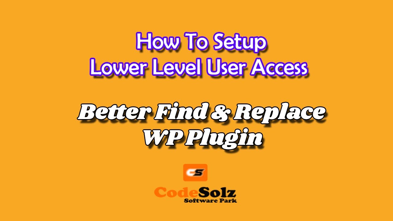 How To Setup Lower Level Access For The Plugin Better Find And Replace WordPress Plugin 