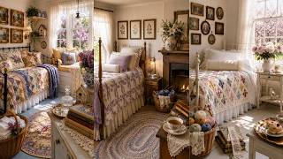 🌸 VINTAGE BEDROOM MAKEOVER: Cozy Quilts, Floral Linens & Antique Frame Gallery Ideas 🌿 screenshot 1