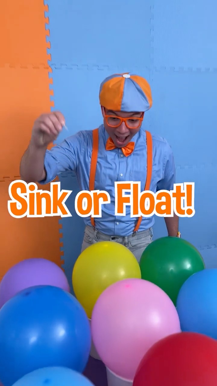 Pop the BALLOON! Sink or Float with Blippi's FRUIT Surprise! #blippi #shorts