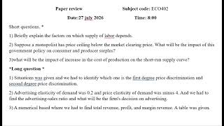 ECO402 Final Term Current Paper 27 July 2026 | VU Spring 2026