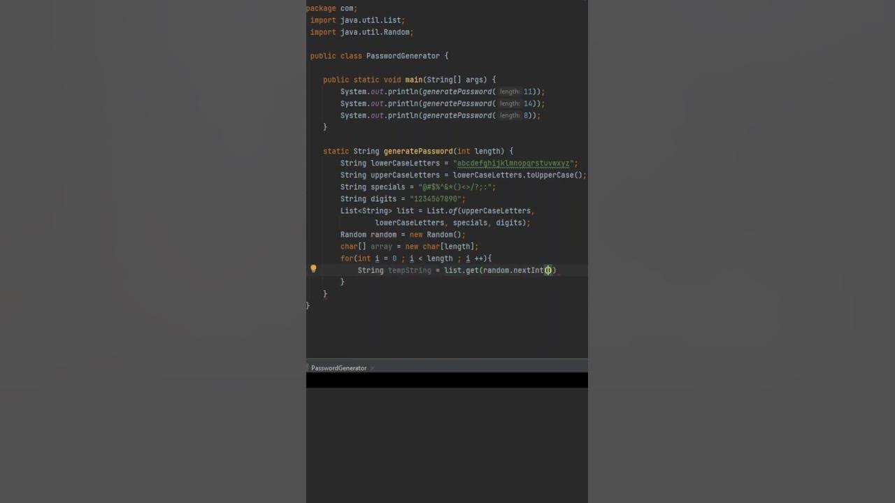 Generate random password in java shorts youtube