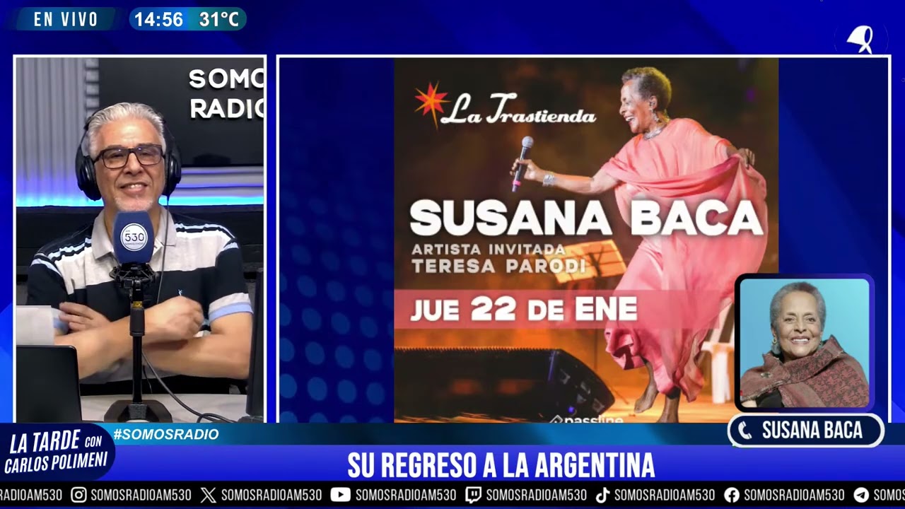 SUSANA BACA REGRESA A LA ARGENTINA  - LA TARDE CON CARLOS POLIMENI - AM 530