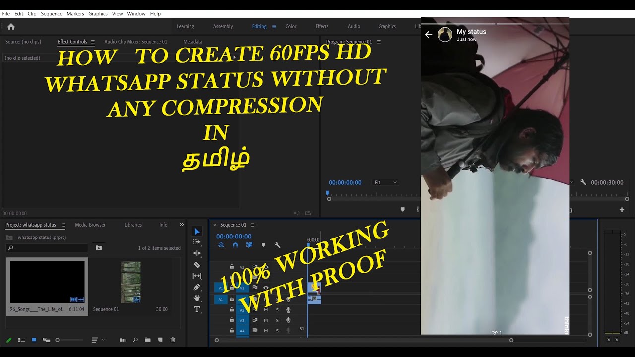 How to Create 60fps HD Status for Whatsapp in Premiere Pro || Tamil Edit Tutorial || Alaparaa