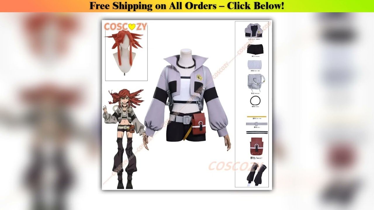 Anime Gachiakuta Riyo Reaper Cosplay Costume Wig Uniform Choker Akuta Cleaners Halloween Party for