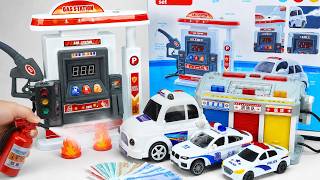ASMR Satisfying Unboxing Giant Police Rescue Vehicles, Super Gas Station Playset🚓⛽Sprinkle Toy World