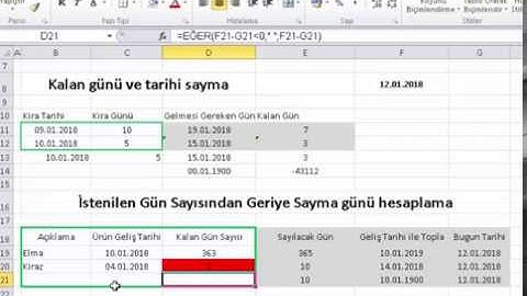 Excel Kalan Gün Sayma ve Tarih Hesaplatma
