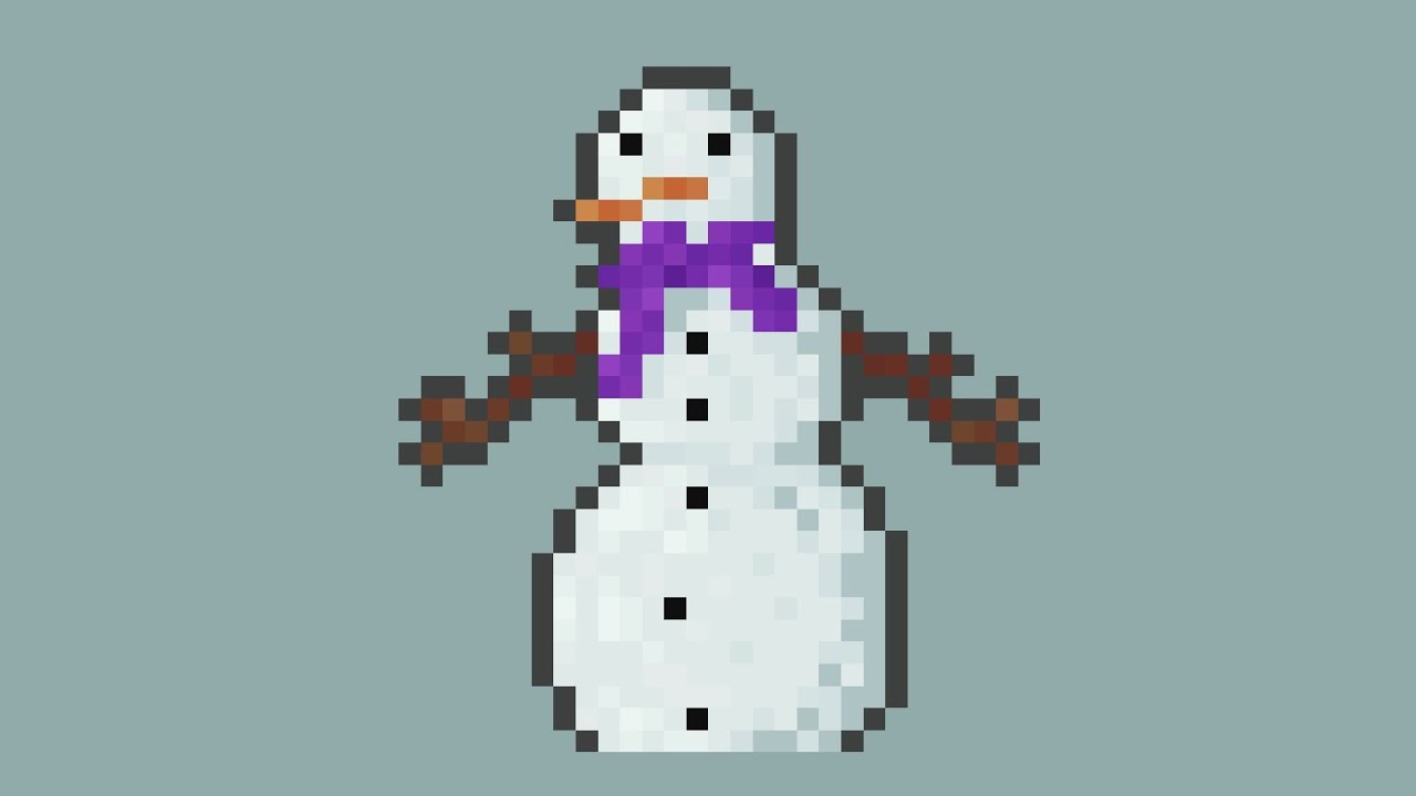 Day 349 | 32 x 32 Snowman | Pixel art time lapse