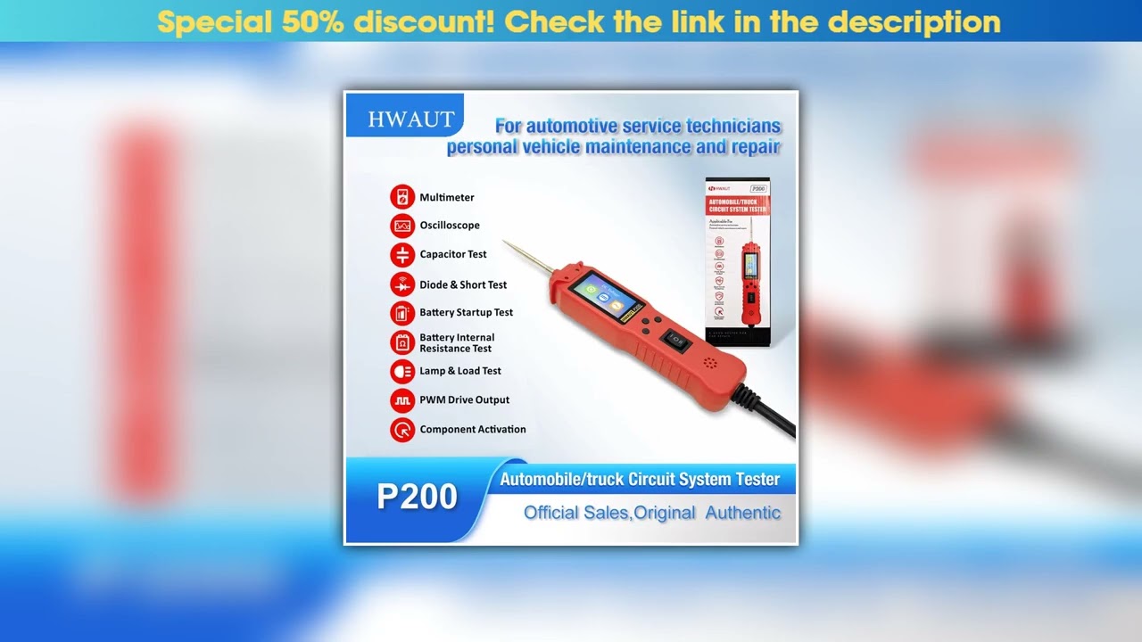 Hot Picks HWAUT P100 P200 Automotive Circuit Tester Multimeter PWM Signal Generator Oscilloscope Ba