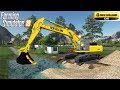 Farming Simulator 19 - NEW HOLLAND E385 Excavator Builds A Bridge Across The Water Channel